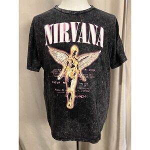 nirvana in utero shirt Acid Washed Black/gray Large Unknown Brand And Age‎